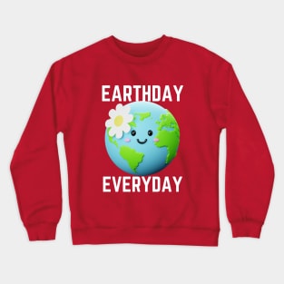 Earthday Everyday Cartoon Earth image Crewneck Sweatshirt